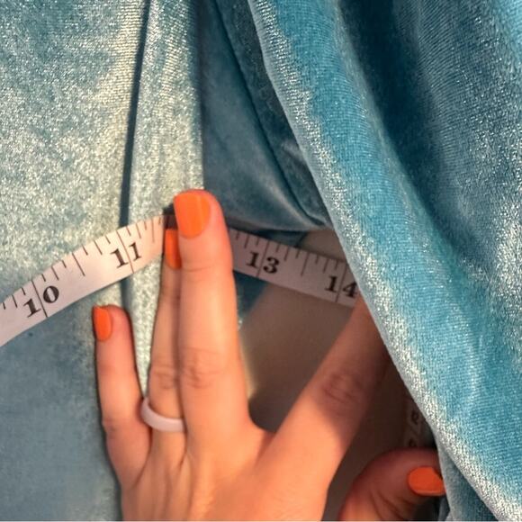 ASOS Blue Velvet Long Sleeve Belted Maxi Dress 6 - Picture 11 of 11